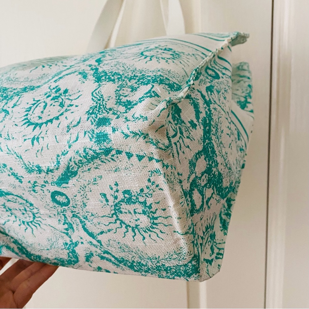 Brand New Christian Dior Green Dioriviera Print Linen Blend Tote Bag XL size - Picture 5 of 14